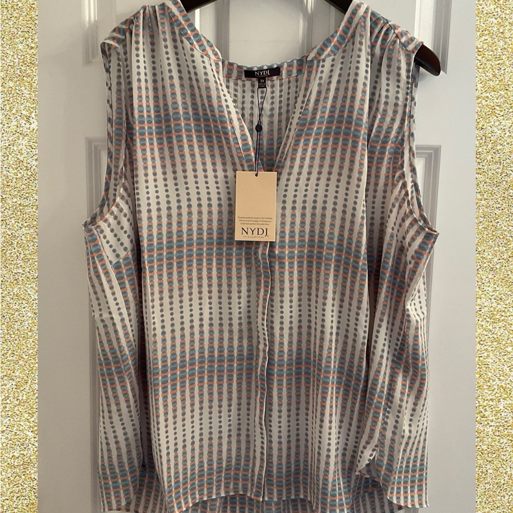 NYDJ Sleeveless Pintuck Blouse - NWT - Size 2X - Azure Oracle